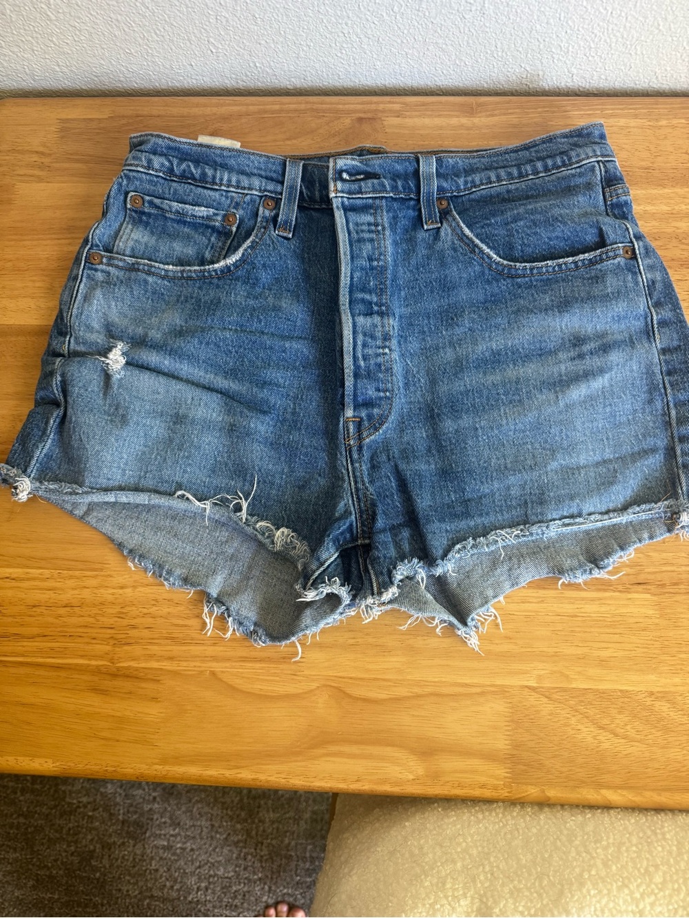 Levi's Distressed Blue Denim Cutoff Shorts
